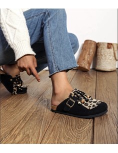 Sabots noirs à franges et perles | pole sud | Boutique à Castelsarrasin