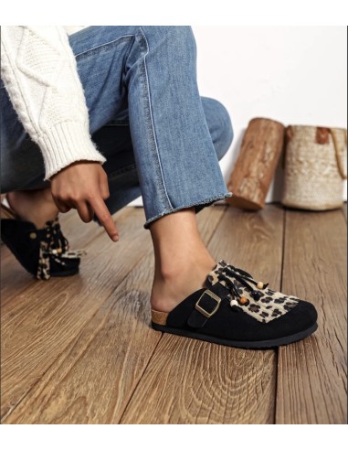 Sabots noirs à franges et perles | pole sud | Boutique à Castelsarrasin