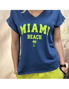 T-shirt marine col V Miami Beach femme | pole sud | Boutique à Castelsarrasin