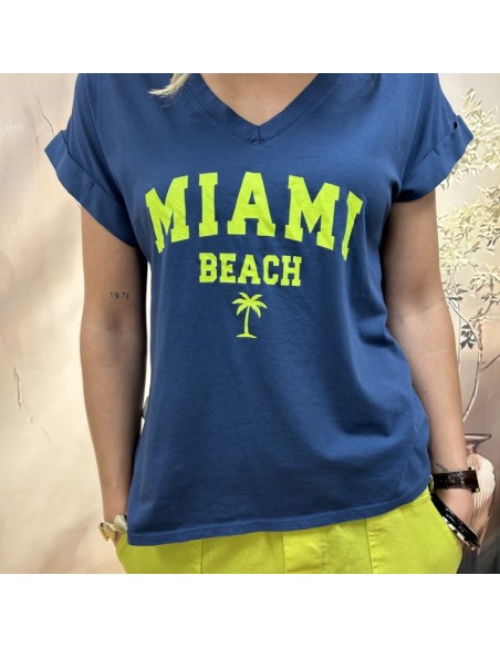 T-shirt marine col V Miami Beach femme | pole sud | Boutique à Castelsarrasin