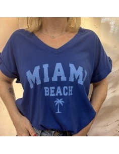 T-shirt vert col V Miami Beach femme | pole sud | Boutique à Castelsarrasin 2