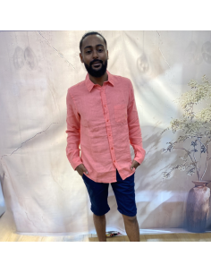 Chemise manches longues en lin corail | pole sud | Boutique à Castelsarrasin