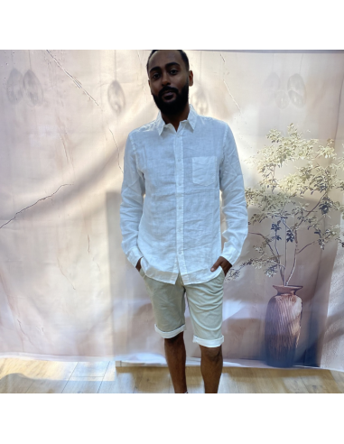 Chemise manches longues en lin blanche | pole sud | Boutique à Castelsarrasin
