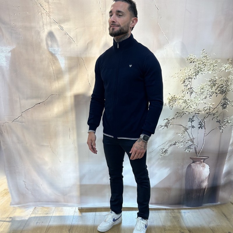 GILET MARINE FIN BOUT MANCHES