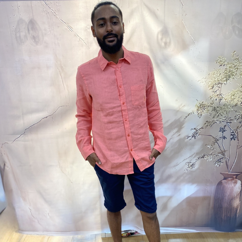 CHEMISE LIN CORAIL